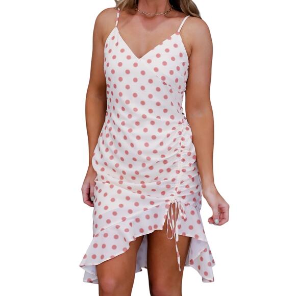 Storia Dress Polka Dot Cinched Ruffle Trim - Picture 8 of 8